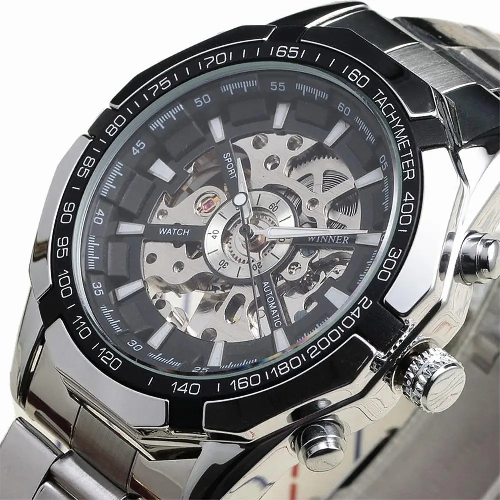 Winner Brand Luxury Sport Watch Mens Automatic Skeleton Mechanical Wristwatches Fashion Casual Stainless Steel Relogio Masculino
Winner Brand Luxury Sport Watch Mens Automatic Skeleton Mechanical Wristwatches Fashion Casual Stainless Steel Relogio Masculino