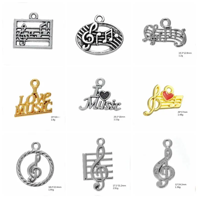 30pcs Vintage Music Note Dangles Charm Hang Pendant Jewelry Finding Accessories DIY Necklace/Bracelet Keychain for Men/Women | Украшения и