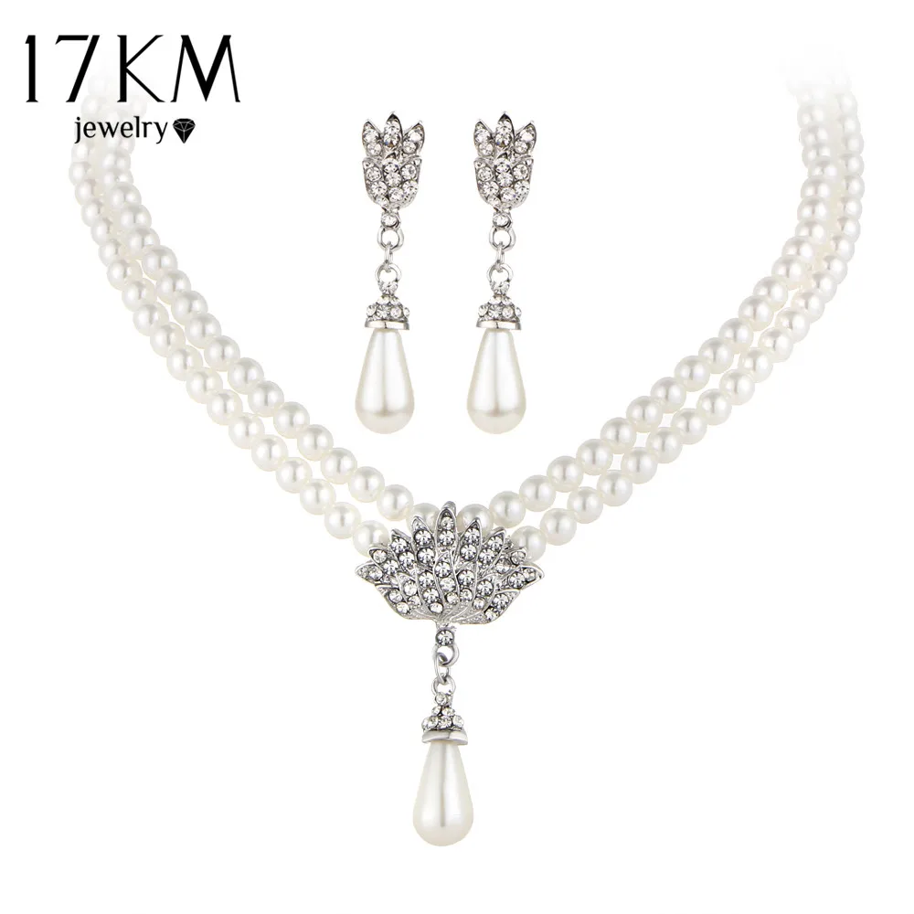 17KM Charming Bride Simulated Pearl Jewelry Set Bling Crystal Water Drop Pendant Necklaces Earring Fashion Jewelry Accessory
17KM Charming Bride Simulated Pearl Jewelry Set Bling Crystal Water Drop Pendant Necklaces Earring Fashion Jewelry Accessory