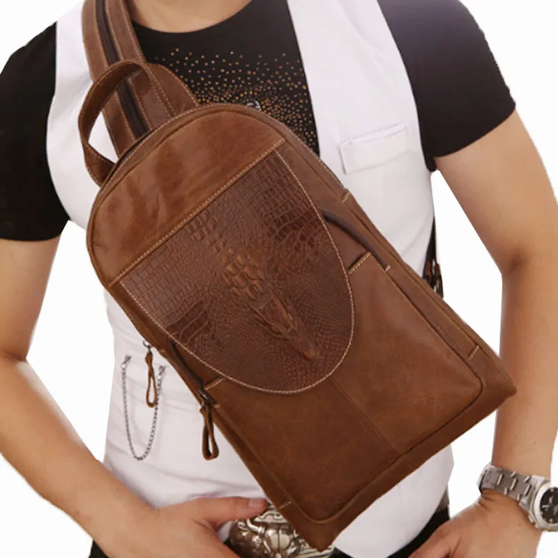 BULLCAPTAIN Unisex Genuine Leather Back pack Crocodile Pattern Vintage brand Messenger Shoulder Bag Multipurpose Chest Rucksack
BULLCAPTAIN Unisex Genuine Leather Back pack Crocodile Pattern Vintage brand Messenger Shoulder Bag Multipurpose Chest Rucksack