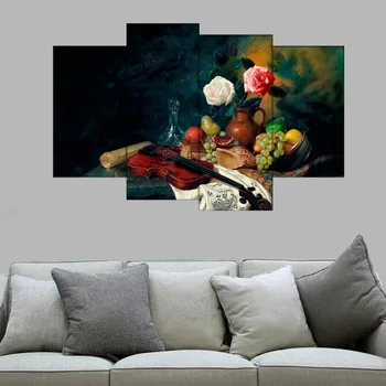 4 Piece Classical Guitar Flowers and Cup Kitchen Wall Art Retro Fruits Canvas Painting Print Wall Pictures For Living room Decor 
4 Piece Classical Guitar Flowers and Cup Kitchen Wall Art Retro Fruits Canvas Painting Print Wall Pictures For Living room Decor