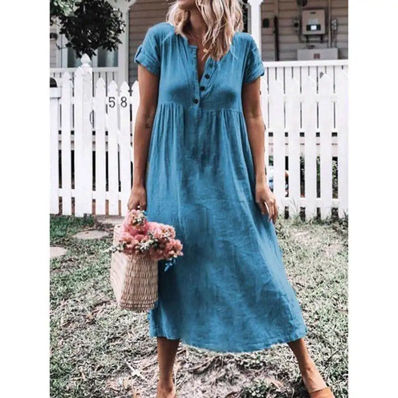 Wholesale Autumn Bohe Beach Dress Women Dress Sexy V-neck Short Sleeve Dress Ankle-length Loose Dress OM8893
Wholesale Autumn Bohe Beach Dress Women Dress Sexy V-neck Short Sleeve Dress Ankle-length Loose Dress OM8893