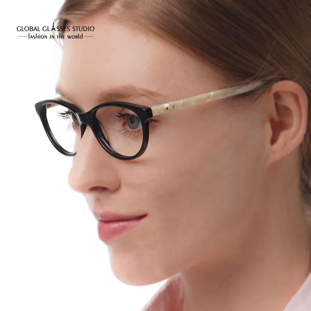 Classic Brand Designer Lady Cat eye Acetate Optical Glasses Eyewear Spectacle Frame Black Ivory Spring Hinge occhiali 51BG24012
Classic Brand Designer Lady Cat eye Acetate Optical Glasses Eyewear Spectacle Frame Black Ivory Spring Hinge occhiali 51BG24012