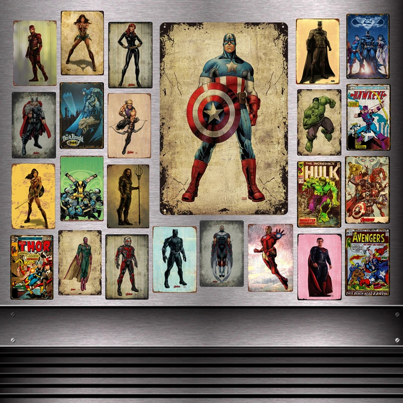 Marvel Avengers Infinity War Superhero Metal Signs The Flash Black Panther Widow Hawkeye Thor Wall Plaque Iron Poster Decor YD06
Marvel Avengers Infinity War Superhero Metal Signs The Flash Black Panther Widow Hawkeye Thor Wall Plaque Iron Poster Decor YD06