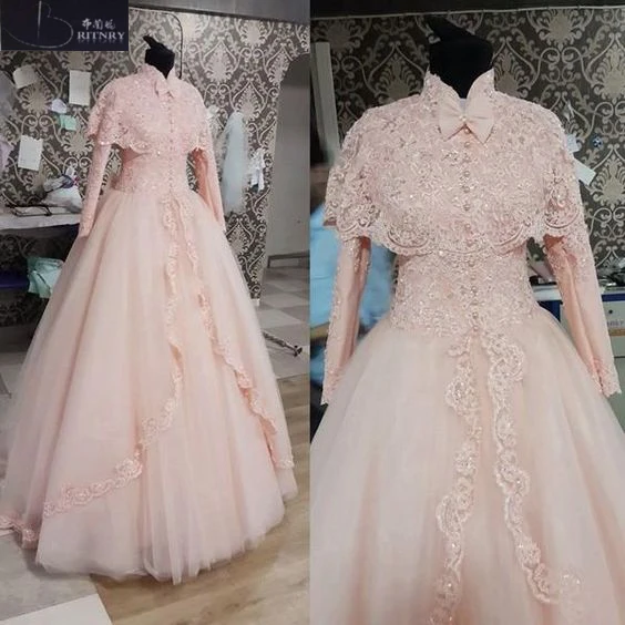 Vintage Wedding Dress High Neck Lace Beaded Long Sleeve Muslim Wedding Dress
Vintage Wedding Dress High Neck Lace Beaded Long Sleeve Muslim Wedding Dress