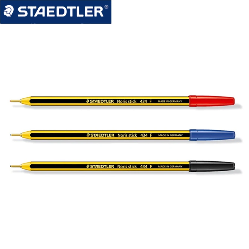 Set of 6 Red Staedtler Noris Stick Ballpoint Pen Blue 1 mm Black