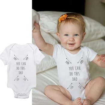 

DERMSPE 0-24M Casual Newborn Baby Boy Girl Short Sleeve Letter Print You Can Do This Dad Romper Outfits Baby Clothes
