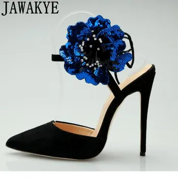 Crystal blue flower sandals women pointed toe suede high heel woman shoes ankle back strap dress party sandals female summer new
Crystal blue flower sandals women pointed toe suede high heel woman shoes ankle back strap dress party sandals female summer new