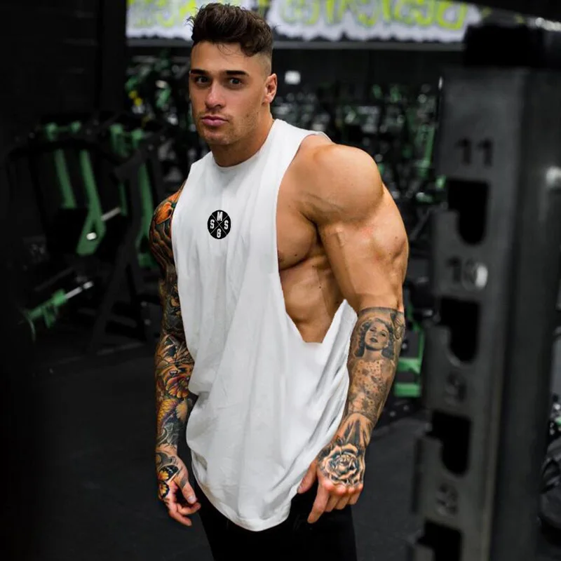 Mens Gym Muscle Vest Floral Camouflage Low-Cut Bodybuilding Vest Sports Sleeveless T Shirt Running Slim Clothes Top M-3XL
