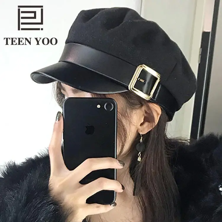 Fashion PU Leather Military Hat spring cotton Sailor Hat For Women Belt buckle Black Grey flat top Beret Newsboy Cap Captain Cap
Fashion PU Leather Military Hat spring cotton Sailor Hat For Women Belt buckle Black Grey flat top Beret Newsboy Cap Captain Cap