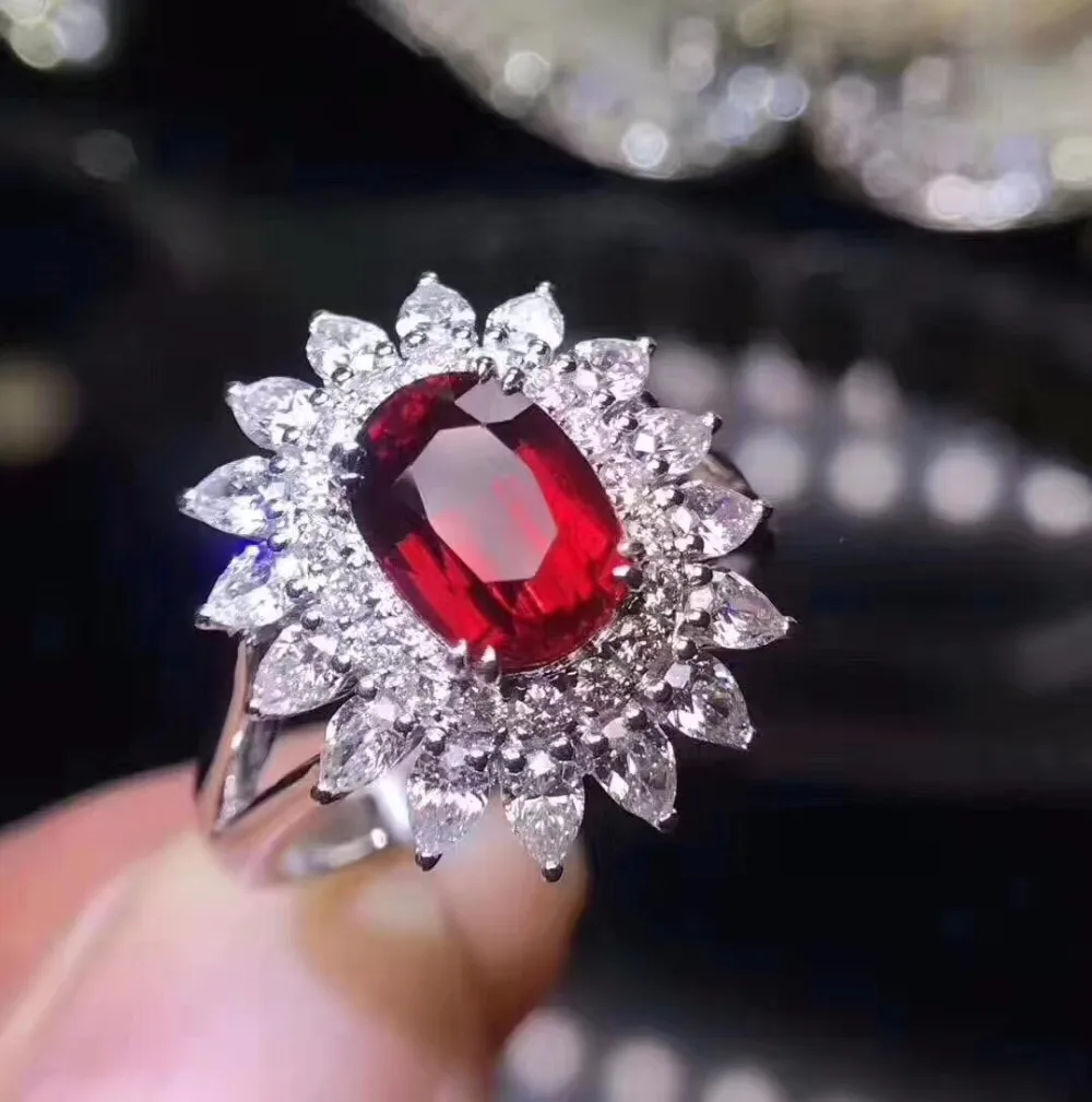 Fine Jewelry 18K White Gold Real Natural GRS Pigeon Blood Red Ruby Diamonds 2.03ct Engagement Female Rings for Women Fine Ring
Fine Jewelry 18K White Gold Real Natural GRS Pigeon Blood Red Ruby Diamonds 2.03ct Engagement Female Rings for Women Fine Ring
