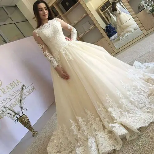 Custom Made High-end Quality A-line Long Sleeve Lace Elegant Formal Bride Wedding Dresses Robe De Mariee 2020 New
Custom Made High-end Quality A-line Long Sleeve Lace Elegant Formal Bride Wedding Dresses Robe De Mariee 2020 New