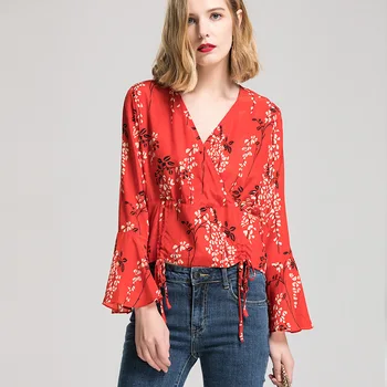 Women Silk Blouse Shirts Flare Long Sleeved 100% Real Silk Blouses Ruffles Floral Print Blouse Lady Shirt 2020 Blusas femininas
Women Silk Blouse Shirts Flare Long Sleeved 100% Real Silk Blouses Ruffles Floral Print Blouse Lady Shirt 2020 Blusas femininas