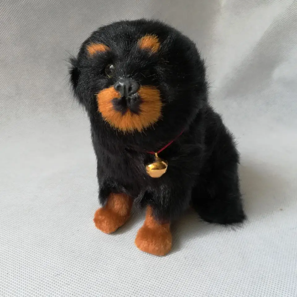 В реальной жизни toy черный тибетский мастиф около 13x15 см модель на корточках