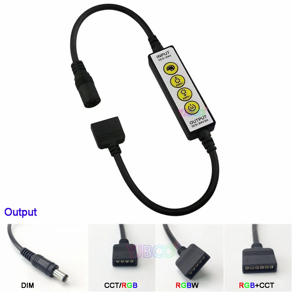 New Mini single color/CCT/ RGB/ RGBW/ RGB+CCT LED Controller 4 Keys DC 5V 12V 24V led strip tape dimmer
New Mini single color/CCT/ RGB/ RGBW/ RGB+CCT LED Controller 4 Keys DC 5V 12V 24V led strip tape dimmer