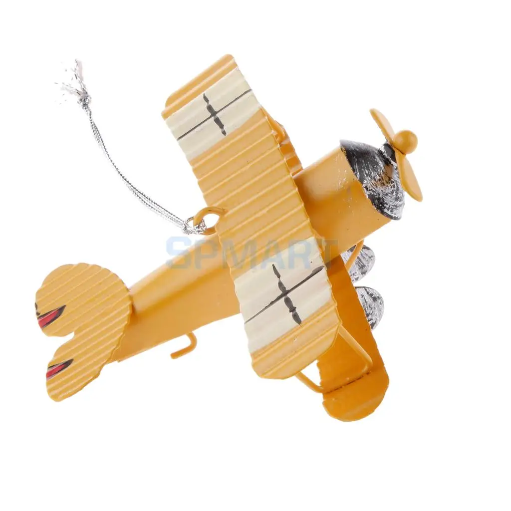 Collectible Metal Aircraft Model Biplane Plane Toy String Hanging Decoration