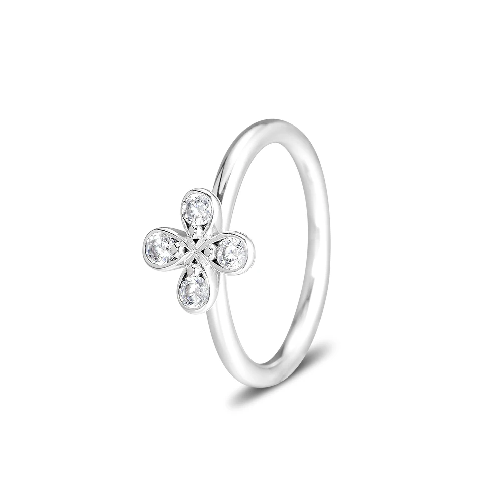 925 ювелирные изделия четыре лепестка цветок кольца для женщин Мода Изготовление