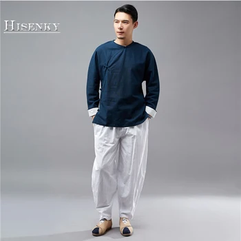 Hisenky Men's Shirt Spring Autumn Chinese Traditional Tops O-Neck Pull Sleeve Pure Linen Long sleeve Shirt Ethnic Tang suit
Hisenky Men's Shirt Spring Autumn Chinese Traditional Tops O-Neck Pull Sleeve Pure Linen Long sleeve Shirt Ethnic Tang suit