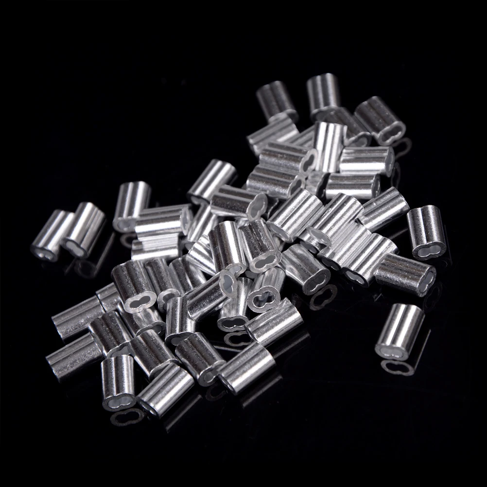 50 Pcs 1.5mm Steel Wire Rope Aluminum Ferrules Sleeves Silver Tone High Quality | Обустройство дома