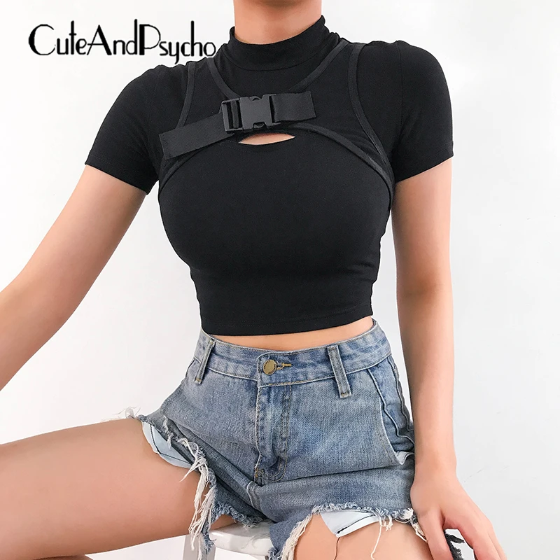2019 Black Buckle Hollow Out T Shirt Woman Casual Cotton Harajuku T-shirt Short Sleeve Top Tees Summer Streetwear Cuteandpsycho
2019 Black Buckle Hollow Out T Shirt Woman Casual Cotton Harajuku T-shirt Short Sleeve Top Tees Summer Streetwear Cuteandpsycho