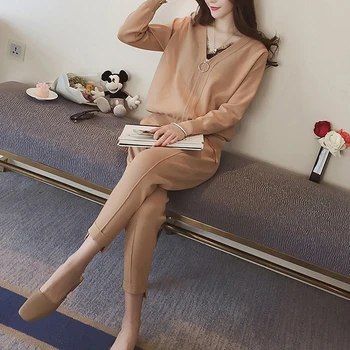 2018 Spring Autumn Solid Knitwear Tracksuits Women Long Sleeves Tops Ankle Pants Female Casual Suits 2 Piece Sets S82901C
2018 Spring Autumn Solid Knitwear Tracksuits Women Long Sleeves Tops Ankle Pants Female Casual Suits 2 Piece Sets S82901C