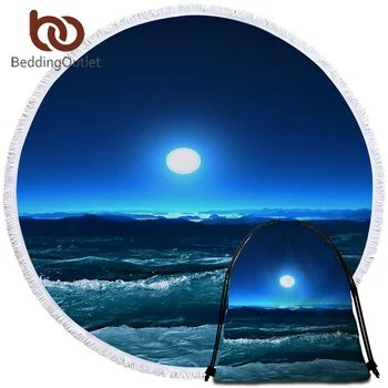 

BeddingOutlet Large Round Beach Towel for Adults Scenic Starfish Tassel Tapestry Microfiber Toalla Blanket Serviette De Plage