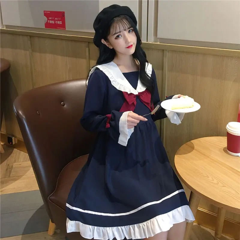 Summer Girl Cartoon Blue White Sailor Collar Dresses School Uniform Girls Preppy Cute Tie Short Sleeve Casual Dress
Summer Girl Cartoon Blue White Sailor Collar Dresses School Uniform Girls Preppy Cute Tie Short Sleeve Casual Dress