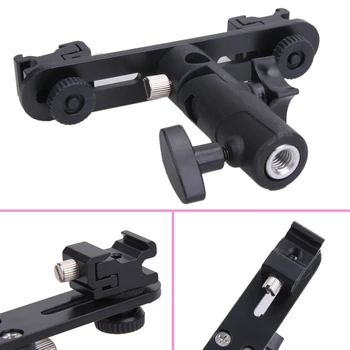 Camera Flash Bracket 2 Hotshoes Flash Adapter Umbrella Holder Swivel Mount Light Stand Bracket for Speedlight Tripod 
Camera Flash Bracket 2 Hotshoes Flash Adapter Umbrella Holder Swivel Mount Light Stand Bracket for Speedlight Tripod