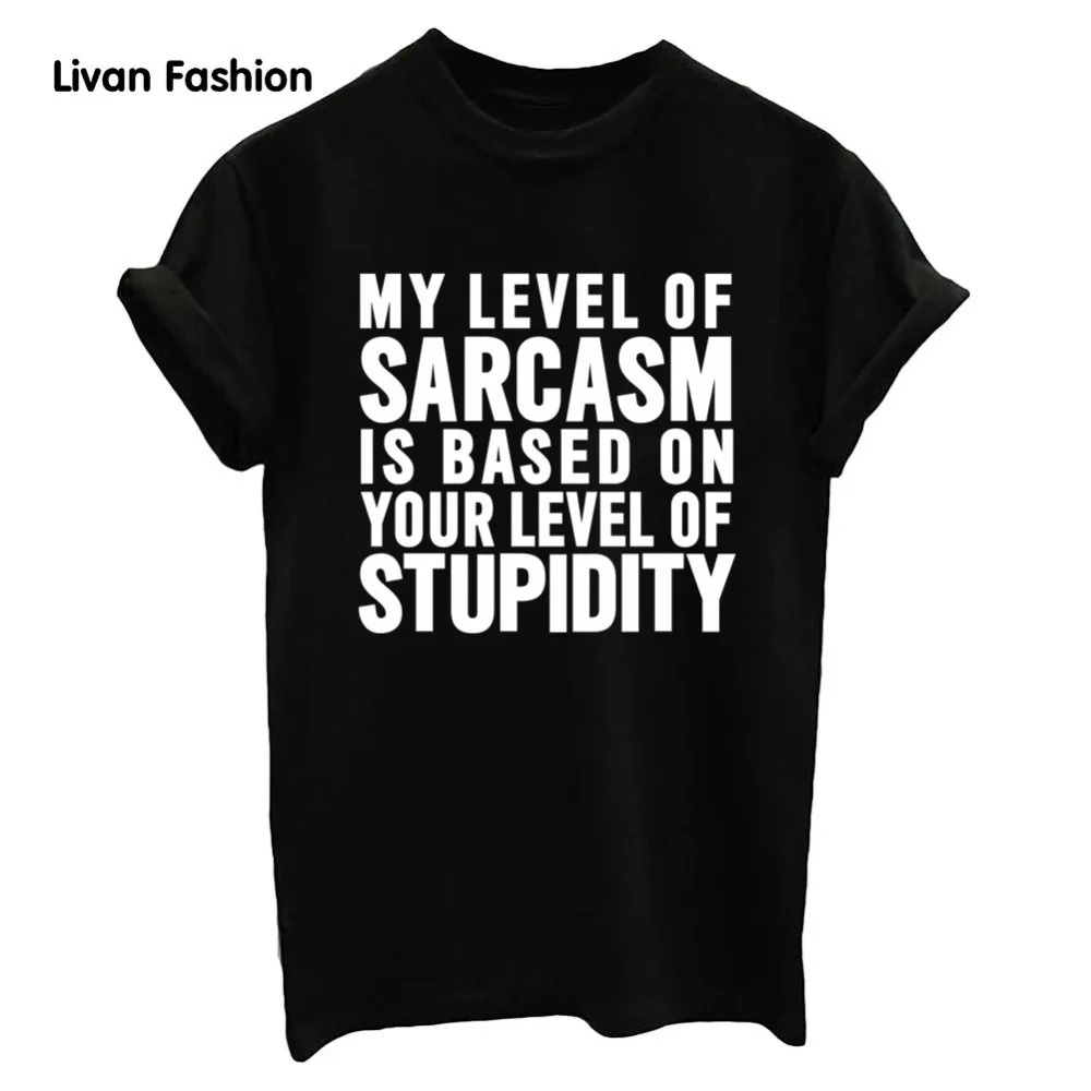 2017 new women punk style summer letter print MY LEVEL OF SARCASM IS BASED ON YOUR LEVEL sleeve big size tee top HC-TT4619
2017 new women punk style summer letter print MY LEVEL OF SARCASM IS BASED ON YOUR LEVEL sleeve big size tee top HC-TT4619
