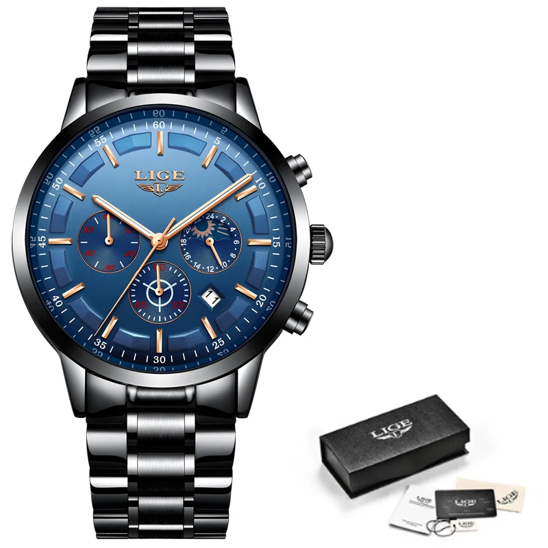 LIGE Top Brand Luxury Men's Sports Military Watch Men's Stainless Steel Waterproof Quartz Watch Relogio Masculino Mens Watches
LIGE Top Brand Luxury Men's Sports Military Watch Men's Stainless Steel Waterproof Quartz Watch Relogio Masculino Mens Watches