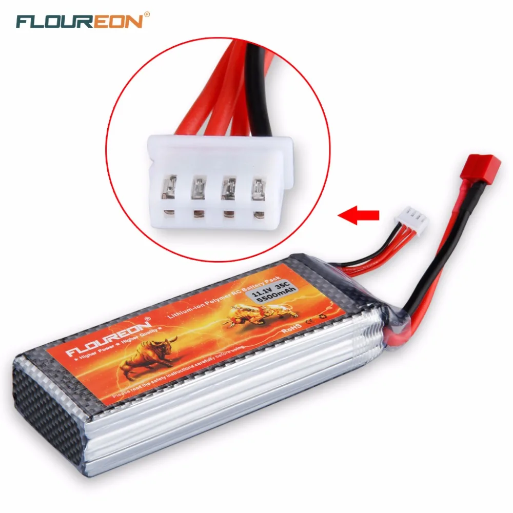 FLOUREON 11.1V 5500mAh 3S 35C Lipo RC Battery Deans for RC Helicopter RC Airplane RC Hobby
FLOUREON 11.1V 5500mAh 3S 35C Lipo RC Battery Deans for RC Helicopter RC Airplane RC Hobby