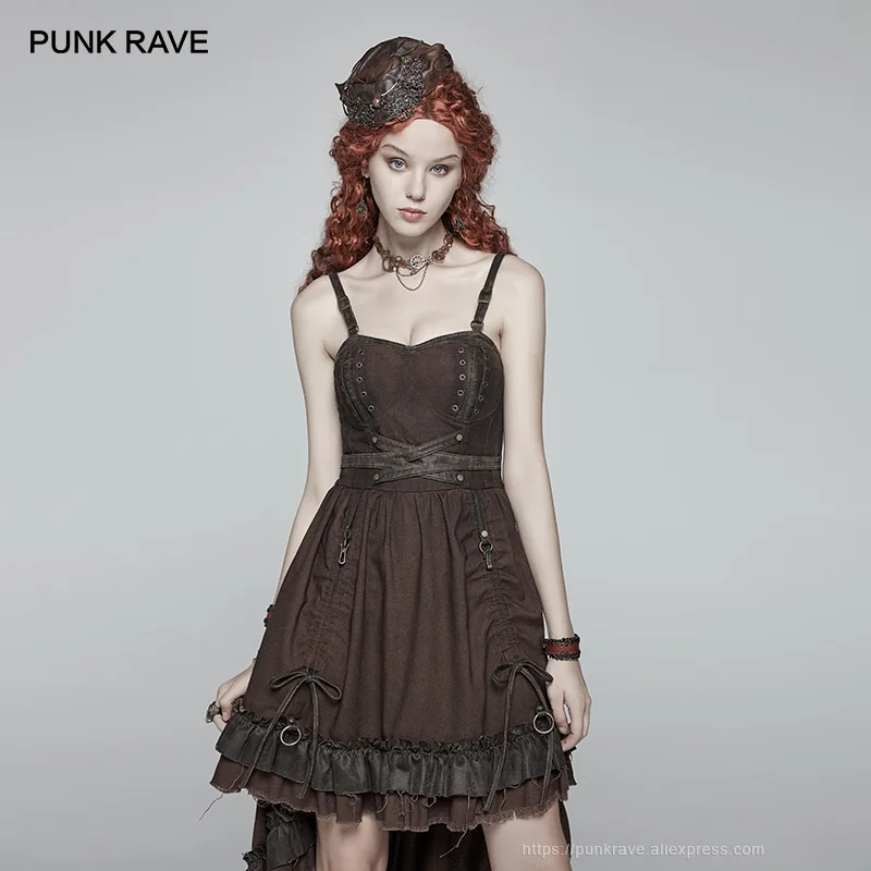 PUNK RAVE New Steampunk Pleated Sexy Sleeveless Backless Women Dress Victorian Party vintga Ruffles Casual Fashion strap dress
PUNK RAVE New Steampunk Pleated Sexy Sleeveless Backless Women Dress Victorian Party vintga Ruffles Casual Fashion strap dress