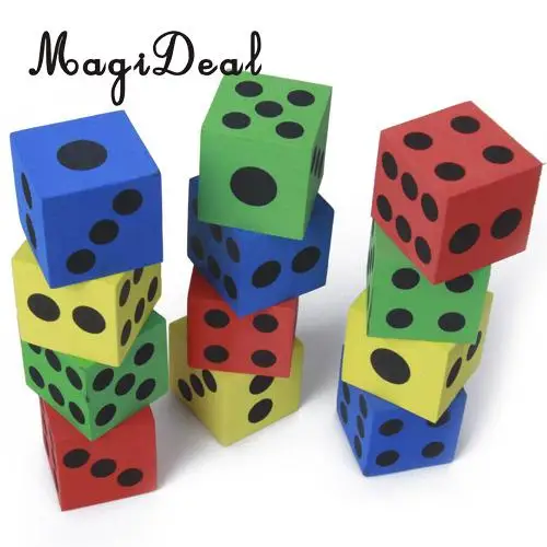 12Pcs/Set Soft Foam 6 Side Dices Maths Dice for Kids Children Learning Playing Games Classroom Teaching Aids Novelty Toys