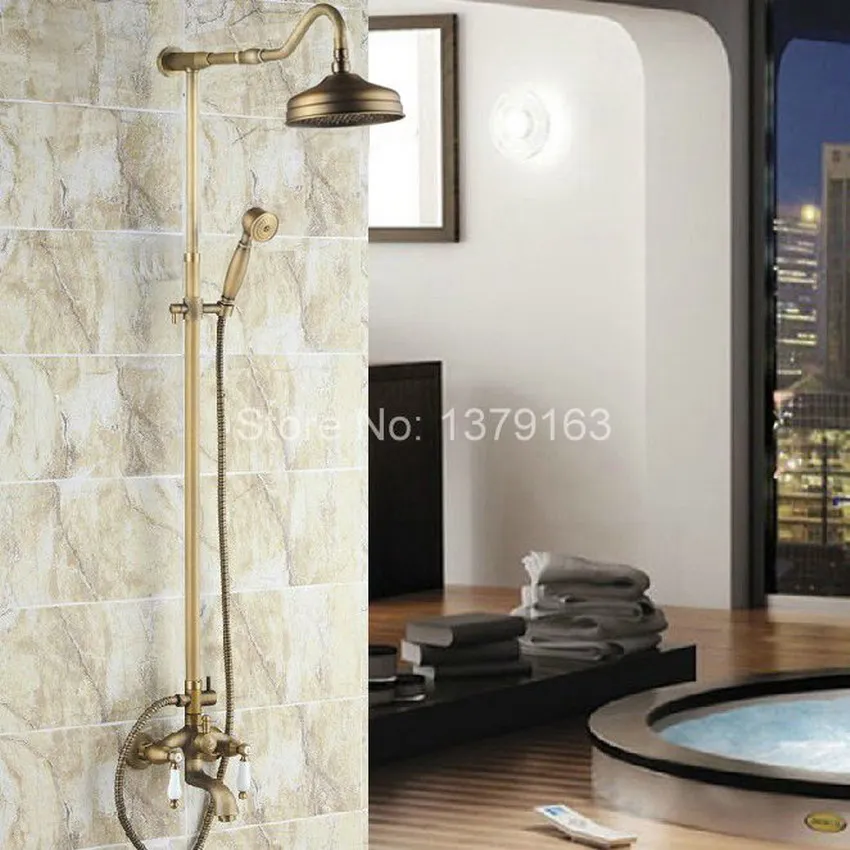 Luxury Bathroom Rain Shower Faucet Set Antique Brass Handheld Shower Head Two Ceramics Lever Bathtub Mixer Tap ars243
Luxury Bathroom Rain Shower Faucet Set Antique Brass Handheld Shower Head Two Ceramics Lever Bathtub Mixer Tap ars243