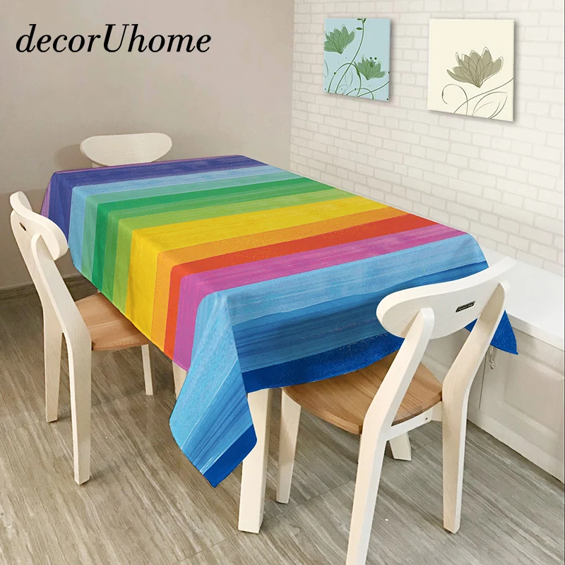 decorUhome Polyester Waterproof Rectangle Tablecloths Rainbow Striped Printed Oilproof Table Cloth Home Banquet Table Covers
decorUhome Polyester Waterproof Rectangle Tablecloths Rainbow Striped Printed Oilproof Table Cloth Home Banquet Table Covers