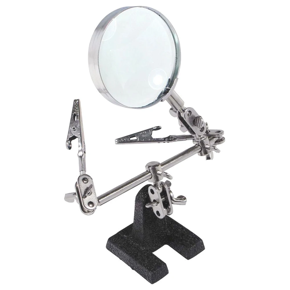 Soldering Stand with 5X Magnifying Glass 2 Alligator Clips 360 Degree Rotating Adjustable Locking Arms For Glass Loupe Selected
Soldering Stand with 5X Magnifying Glass 2 Alligator Clips 360 Degree Rotating Adjustable Locking Arms For Glass Loupe Selected