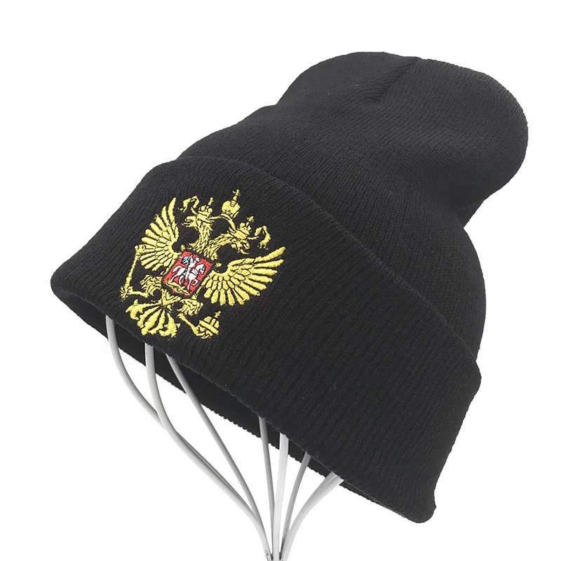 

Winter Hat Brand Russian National Emblem Knitted Beanie Hats For Men Women Skullies Embroidery Acrylic Beanies Boo Cap
