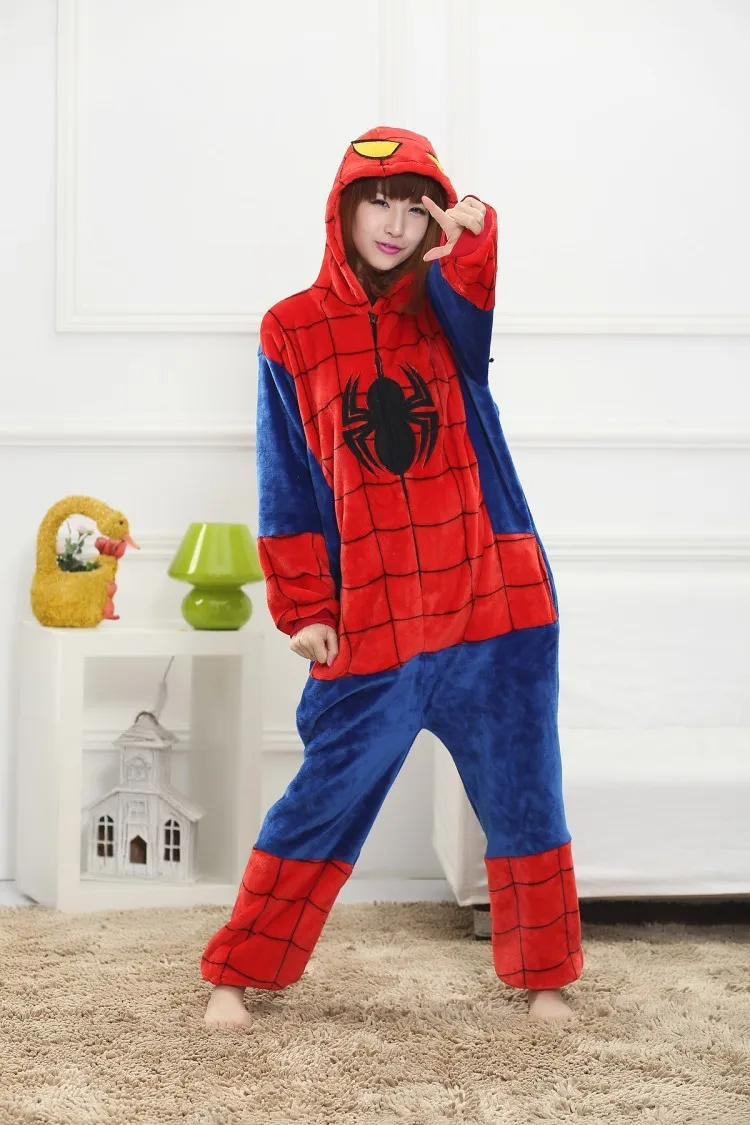 Kigurumi Adult Unisex Spiderman Onesies Pajamas Flannel Hooded Cosplay Cartoon Costums Animal Pyjamas For Women Men
Kigurumi Adult Unisex Spiderman Onesies Pajamas Flannel Hooded Cosplay Cartoon Costums Animal Pyjamas For Women Men