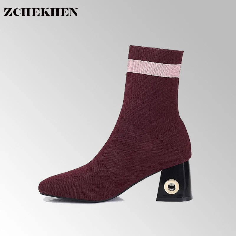 Fashion Ankle Elastic Sock Boots Chunky High Heels Stretch Women Autumn Sexy Booties RED BLACK boots #60
Fashion Ankle Elastic Sock Boots Chunky High Heels Stretch Women Autumn Sexy Booties RED BLACK boots #60