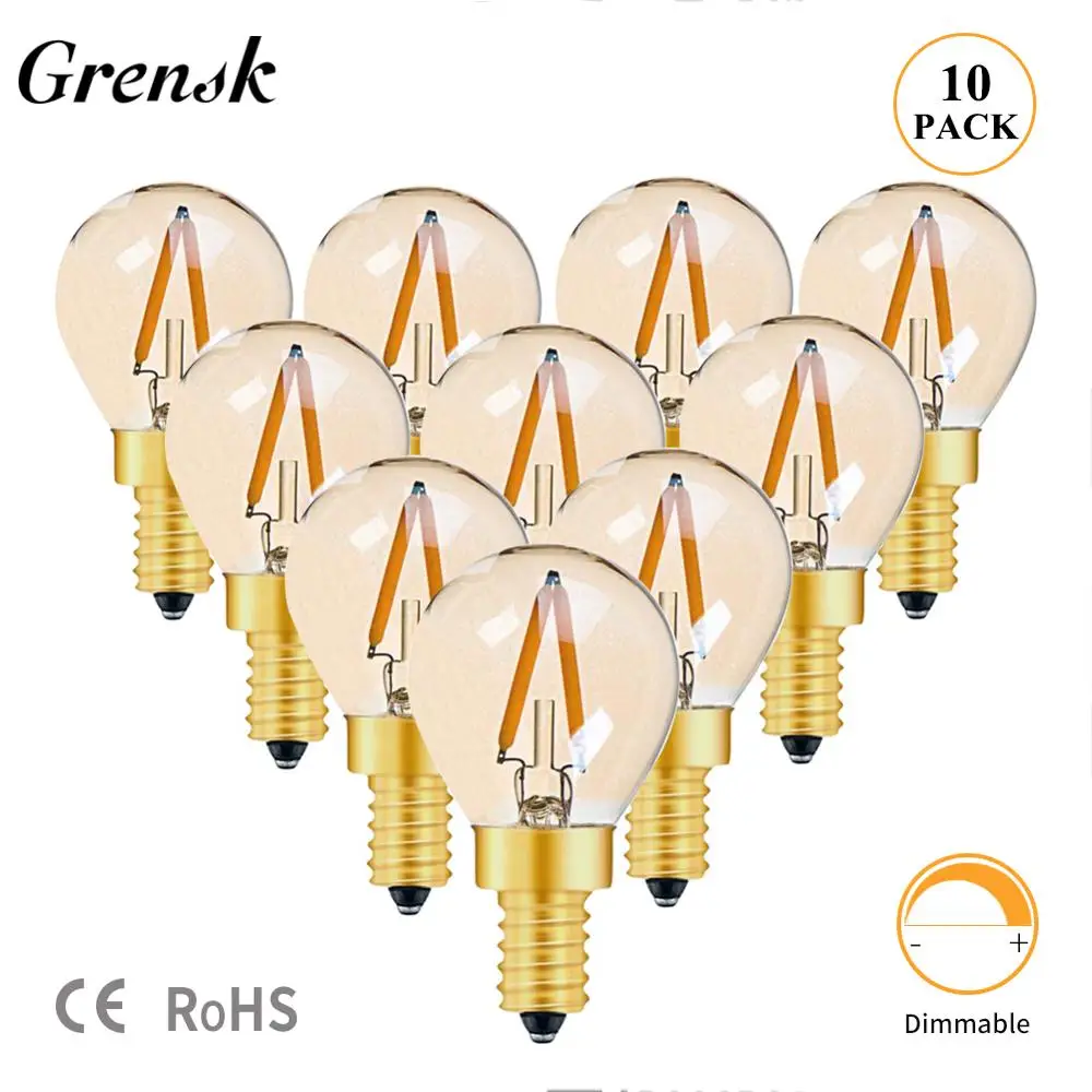 Grensk Led G40 Bulb Replace String Lights Bulbs E14 2200K 1W LED Filament Globe Lamp E12 110V Leds Edison Dimmable Party Lampara
Grensk Led G40 Bulb Replace String Lights Bulbs E14 2200K 1W LED Filament Globe Lamp E12 110V Leds Edison Dimmable Party Lampara