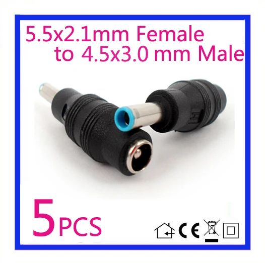 5PCS 5.5 * 2.5mm Compatible 5.5*2.1 mm Female to 4.5*3.0 mm Male DC Connector for HP Compaq Laptop Adapter 4.5x3.0mm Power Jack
5PCS 5.5 * 2.5mm Compatible 5.5*2.1 mm Female to 4.5*3.0 mm Male DC Connector for HP Compaq Laptop Adapter 4.5x3.0mm Power Jack