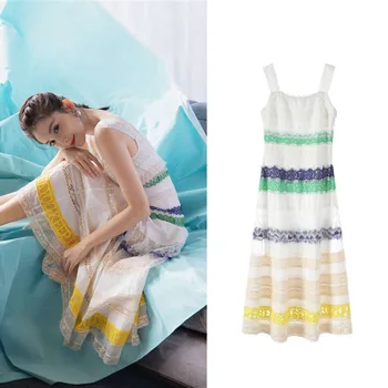 New paragraph with the summer 2019 hitting color lace stitching G0310 long dress with shoulder straps
New paragraph with the summer 2019 hitting color lace stitching G0310 long dress with shoulder straps
