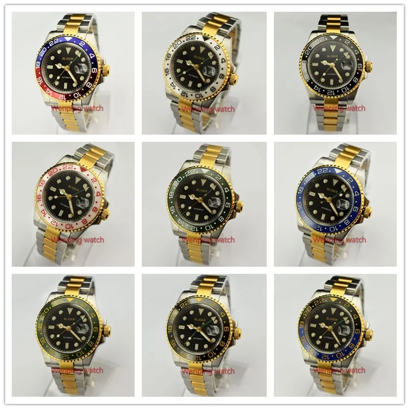 Bliger 40mm black dial luminous saphire glass Bezel green GMT Automatic movement men's watch W2422
Bliger 40mm black dial luminous saphire glass Bezel green GMT Automatic movement men's watch W2422
