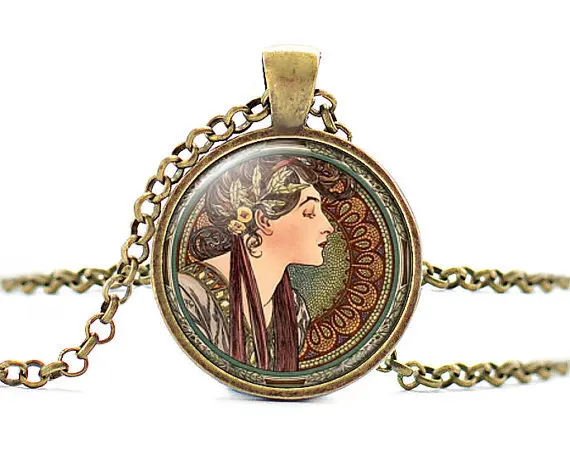 2017 New Vintage Art Nouveau Joyas Alphonse Mucha Necklace Pendant Silver Link Chain Glass Dome Photo Necklaces Women Jewelry
2017 New Vintage Art Nouveau Joyas Alphonse Mucha Necklace Pendant Silver Link Chain Glass Dome Photo Necklaces Women Jewelry