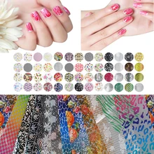 50 pièces mélanger la couleur transfert feuille ongles Art commencer conception autocollant décalque pour les soins de vernis bricolage outils à ongles(China)