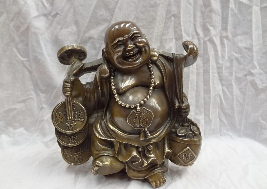 fast shipping USPS to USA S1162 10" Chinese Bronze Cai Fu Coin RuYi YuanBao Happy Laugh Maitreya Buddha Statue
fast shipping USPS to USA S1162 10" Chinese Bronze Cai Fu Coin RuYi YuanBao Happy Laugh Maitreya Buddha Statue