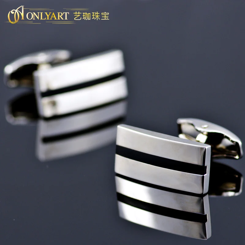 

mechanical backing silver plated enamel rectangle men frech cuff link for businessmen Jewelry