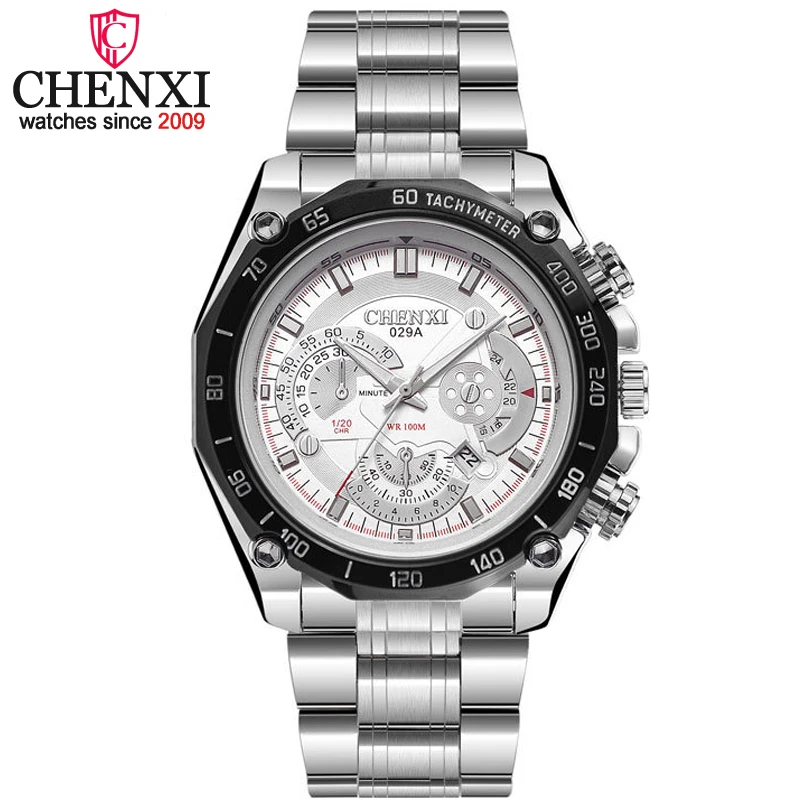 CHENXI Модные кварцевые часы с датой спортивные и военные стиль все-сталь лучший