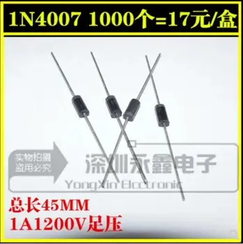 100PCS 1N4007 4007 1A 1000V DO-41 High quality Rectifier Diode IN4007 
100PCS 1N4007 4007 1A 1000V DO-41 High quality Rectifier Diode IN4007