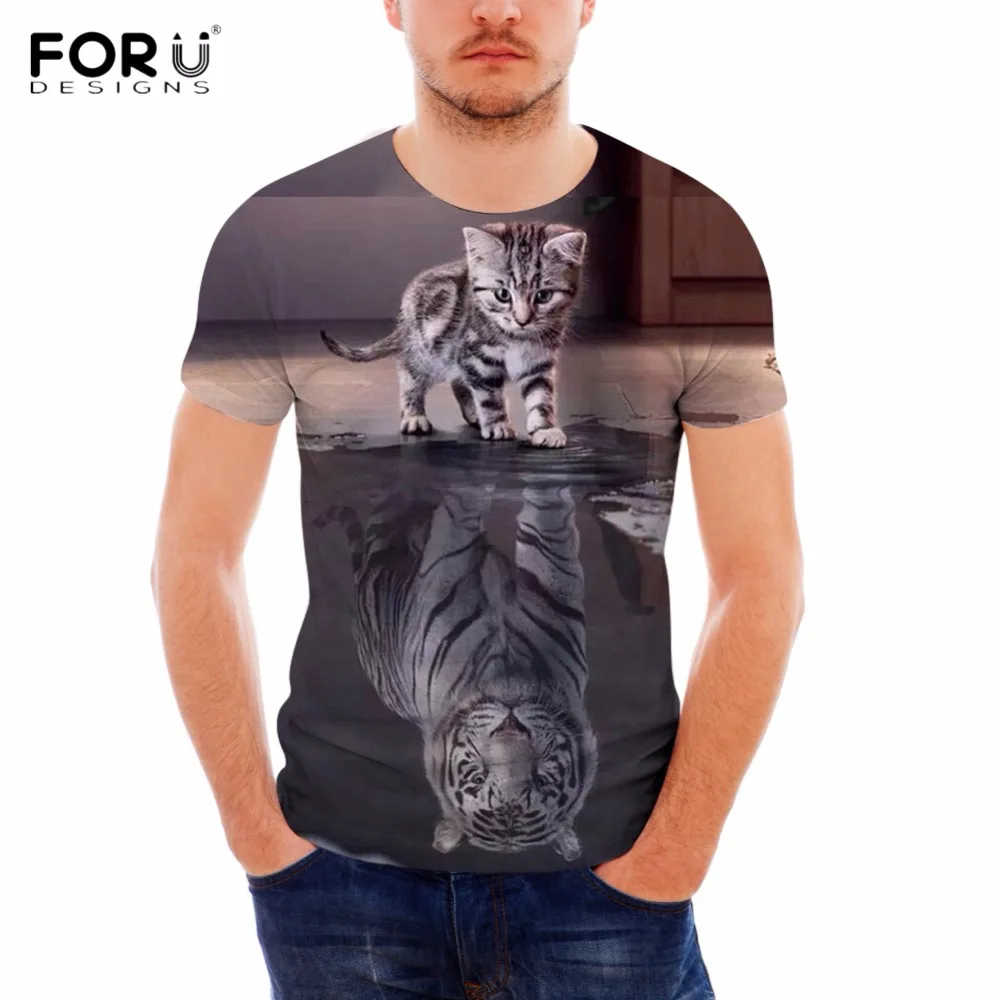 FORUDESIGNS Funny Cat Reflection Tiger Print Men Summer T Shirts Brand Design Short Sleeve Tops Tee Fashion Man's Fitness Tshirt
FORUDESIGNS Funny Cat Reflection Tiger Print Men Summer T Shirts Brand Design Short Sleeve Tops Tee Fashion Man's Fitness Tshirt